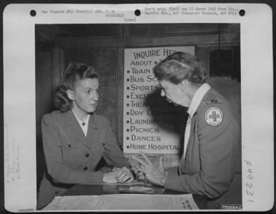 Thumbnail for Groups > Mrs. F. D. Roosevelt Pauses For A Chat With A Red Cross Worker, Florence Frederickson At The Red Cross Headquarters At Cairns, Queensland, Australia. 1943.