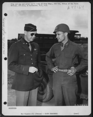 Groups > General O.P. Wyland (Left ) And General Hoyt. S. Vandenberg, Commanding General Of The Ninth Air Force Meet In Rennes, France, August 1944.