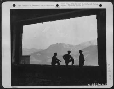 Groups > Admiring View From Window In Hitler'S Berchtesgaden Retreat, Are, Left To Right:  Wayne Parrish, Major Aubrey Cookman And Sam Armstrong.
