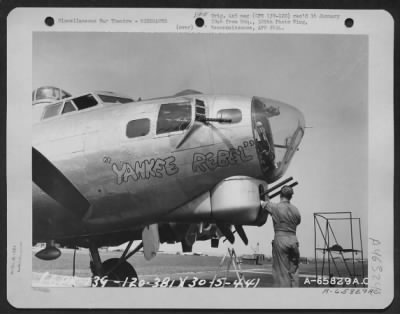 Thumbnail for ␀ > Boeing B-17 "Flying Fortress" 'Yankee Rebel' Of The 381St Bomb Group Stationed At An 8Th Air Force Base Near Ridgewell, Essex County, England, 30 May 1944.