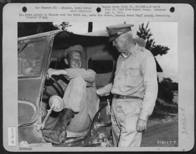 Groups > Lt. Bruce Arnold On Okinawa With The 834Th Aaa, Meets His Father, General Henry 'Hap' Arnold, Commanding General Of Aaf.