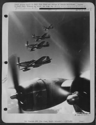 Thumbnail for North American > Seven Hundred Miles Off The Coast Of Japan, Iwo Jima Based North American P-51 'Mustsangs' Head Downward To Begin The Dirty Work.  They Made Quick Slashes At Communication Centers, Strafed Airdroms, Locomotives And Airplanes.