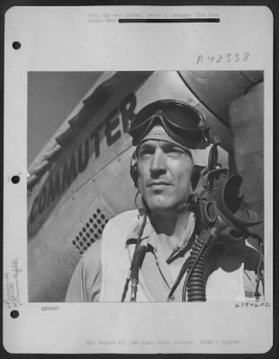 Fighter > Colonel Bryan B. Harper Of Lubbock, Texas, Commanding Officer Of The 506Th Fighter Group, Poses In Front Of One Of The North American P-51S Based On Iwo Jima, Bonin Islands, July 1945.