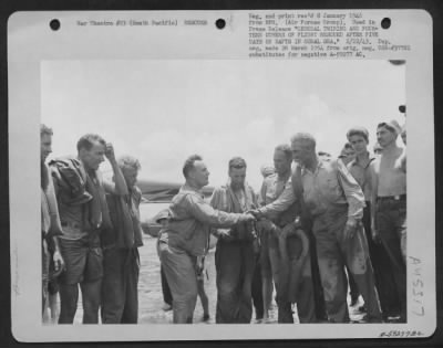 Thumbnail for General Twining > Lt. Robert Feddern, Navy Pby Flight Boat Pilot, Who Picked Up Brig. Gen. Nathan F. Twining, Commanding General Of The 13Th Af At Espiritu Santo, New Hebrides And His Combat Flight Party From Life Rafts In Which They Had Been Adrift Six Nights And Five Day