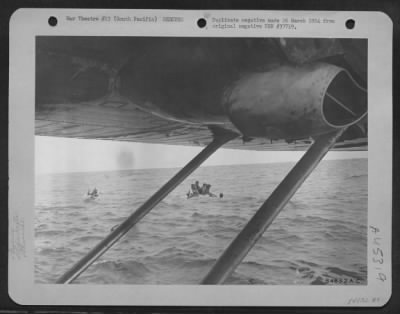 Thumbnail for General Twining > Brig. Gen. Nathan F. Twining, Commanding General Of The 13Th Af And His Combat Flight Party Had Been Adrift In Life Rafts In The Coral Sea For Six Nights And Five Days After Their B-17 Plane Had Been Forced Down.  Their Food Was Composed Of Chocolate Cand