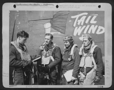 Thumbnail for ␀ > Back From An Attack On Berlin The Faces Of These Men Who Battled The Luftwaffe For An Hour And A Half Over Central Germany Tell Something Of The Strain Of Battle They Have Just Undergone.  L To R 2Nd Lt. Richard T. Lind, Co-Pilot, Of 110 W. Hazeltine St.,