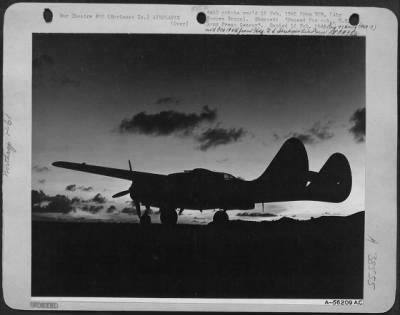 Thumbnail for Consolidated > With The Moon Rising, Usually An Indication Of Enemy Aircraft Activity, A Marianas Based 7Th Aaf Northrop P-61 Black Widow Night Fighter Waits For The Crew Which Will Take Her Far Out Over The Water To Intercept Enemy Planes Intent On Attacking Our Positi