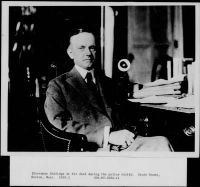 Thumbnail for 1919 > Gov. Coolidge at his desk during the police strike