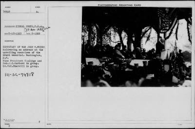 1922 > Secretary of War John W. Weeks at unveiling of Grant Memorial, Washington, D. C.
