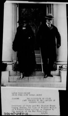 Thumbnail for 1924 > Secretary of State and Mrs. Hughes pay tribute to passing of Woodrow Wilson