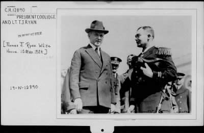 Thumbnail for 1924 > President Coolidge presenting medal to Lieutenant Thomas J. Ryan, White House