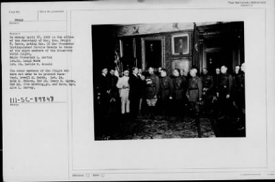 1925 > Hon. Dwight F. Davis presenting medals to some of the Round-the-World Flight members