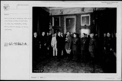 1925 > Hon. Dwight F. Davis presenting medals to some of the Round-the-World Flight members