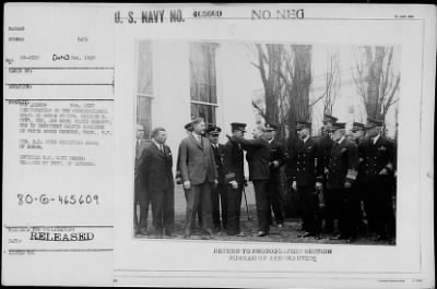 Thumbnail for 1927 > Pres. Coolidge, Cdr. Byrd and Mach. Bennett after presentation of Congressional Medal of Honor