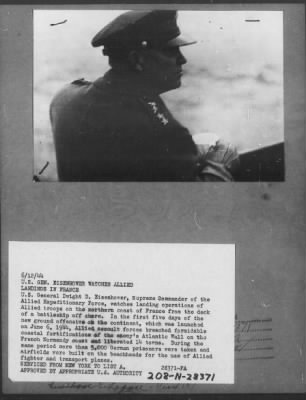 Thumbnail for 1944 > Gen. Eisenhower watches allied landings in France