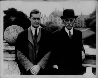 Thumbnail for 1931 > Andrew Mellon and his son, Paul, at Cambridge Universiy