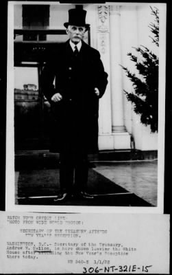 Thumbnail for 1931 > Andrew Mellon leaving the White House after a New Year's reception