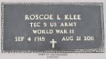 Thumbnail for ROSCOE L KLEE MILITARY GRAVE MARKER .png