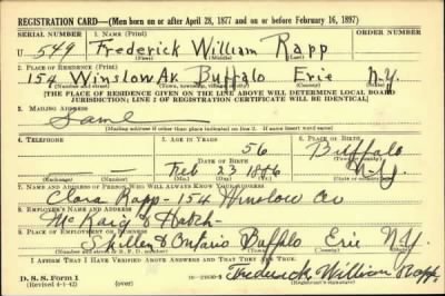 Thumbnail for Frederick William > Rapp, Frederick William (1886)