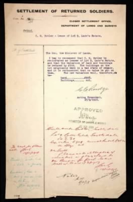 Thumbnail for LSD 190 Applications to lease land under Returned Soldiers Settlement Act 1917-1919 > 5/SS Charles Morton Butler