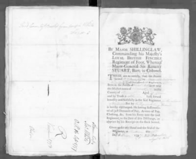 Thumbnail for WO 121: Discharge Documents of Pensioners > Piece 146: 1796-1797 (Certificates of Service and Related Correspondence)