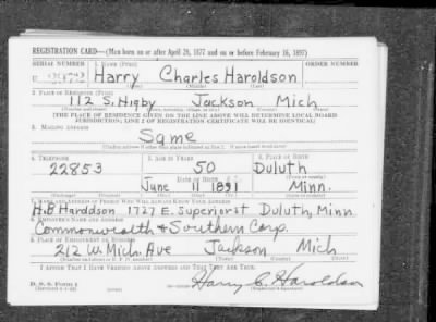 Thumbnail for Harry Charles > Haroldson, Harry Charles (1892)