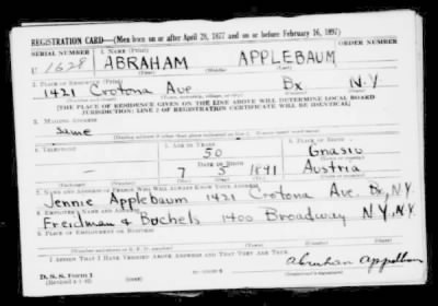 Thumbnail for Abraham > Applebaum, Abraham (1891)