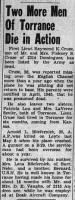 Thumbnail for Torrance Herald Jun 14 1945 Two Torrance Men Die in Action clip.png