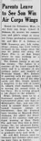 Thumbnail for Torrance Herald May 20 1943 Parents Leave to See Son Win Air Corps Wings, Dobson, Clip.png