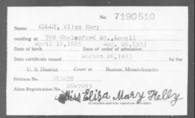 Thumbnail for 1953 > KELLY, Eliza Mary