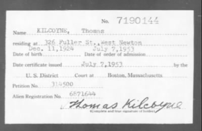 Thumbnail for 1953 > KILCOYNE, Thomas