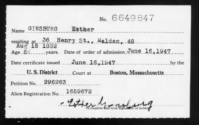 Thumbnail for 1947 > GINSBURG Esther