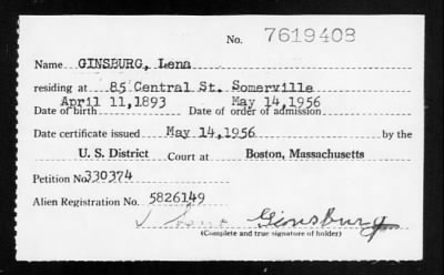 Thumbnail for 1956 > GINSBURG, Lena