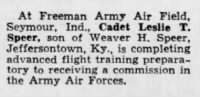 Thumbnail for Speer, Leslie T_Courier_Journal_Louisville, KY_Fri_09 April 1943_Pg 15.JPG