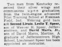 Thumbnail for Speer, Leslie T_Courier_Journal_Louisville, KY_Sun_30 May 1943_Pg 7_Clip.JPG