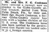 Thumbnail for Cookman, Harold F_The_Mason_City_Globe_Gazette_Sat_06 March 1943_Pg 15.JPG