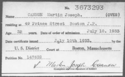 1933 > CANNON Martin Joseph.