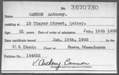 Thumbnail for 1933 > CANNON Anthony.