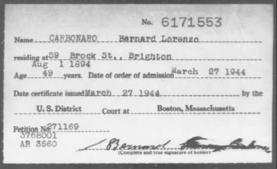 1944 > CARBONARO Bernard Lorenzo