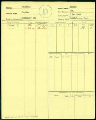 Thumbnail for Royal Navy Record Cards (Pieces 1-512) > Piece 272: 1925-1939 (233388-234220)