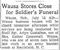 Thumbnail for Gustafson, Arlyn A._Omaha World Herald_NEB_Wed_15 July 1942_Pg 9.JPG