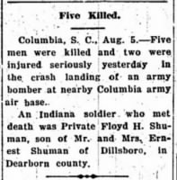 Thumbnail for Shuman, Floyd H._The Tipton Daily Tribune_IND_Wed_05 Aug 1942_Pg 6.JPG