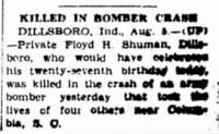 Thumbnail for Shuman, Floyd H._The Vidette_Messenger_Valparaiso, IND_Wed_05 Aug 1042_Pg 1.JPG