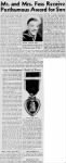 Thumbnail for Mr. and Mrs. Fess Receive Posthumous Award for Son Torrance Herald Oct 21, 1943 clip.png