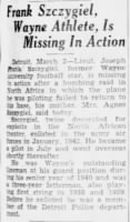 Thumbnail for Szczygiel, Joseph Frank_Detroit Free Press_MI_Tues_02 March 1943_Pg 9.JPG