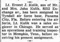 Thumbnail for Kulik, Ernest John_Chicago Tribune_Sun_31 Dec 1950_Pg 103.JPG