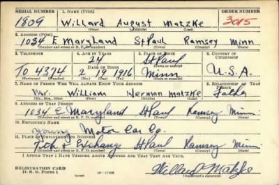 Thumbnail for Willard August > Matzke, Willard August