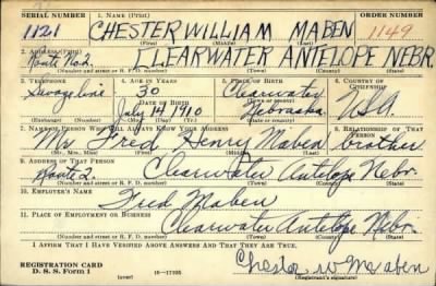 Thumbnail for Chester William > Maben, Chester William