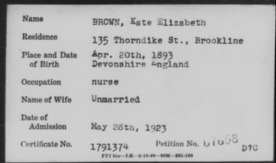 Thumbnail for 1923 > BROWN, Kate Elizabeth