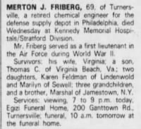 Thumbnail for Friberg, Merton J_Philadelphia Inquirer_PA_Fri_06 March 1987_Pg 6.JPG